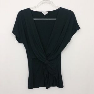 Max Mara - black tie / knot front blouse Large